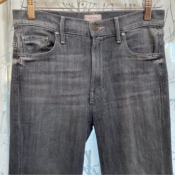 Mother gray black fan the flames insider ankle frey high waisted flare crop jean - Picture 7 of 16